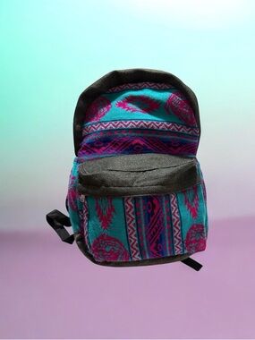 Boho Southwestern Woven Mini Backpack Turquoise Pink Black Festival Bag